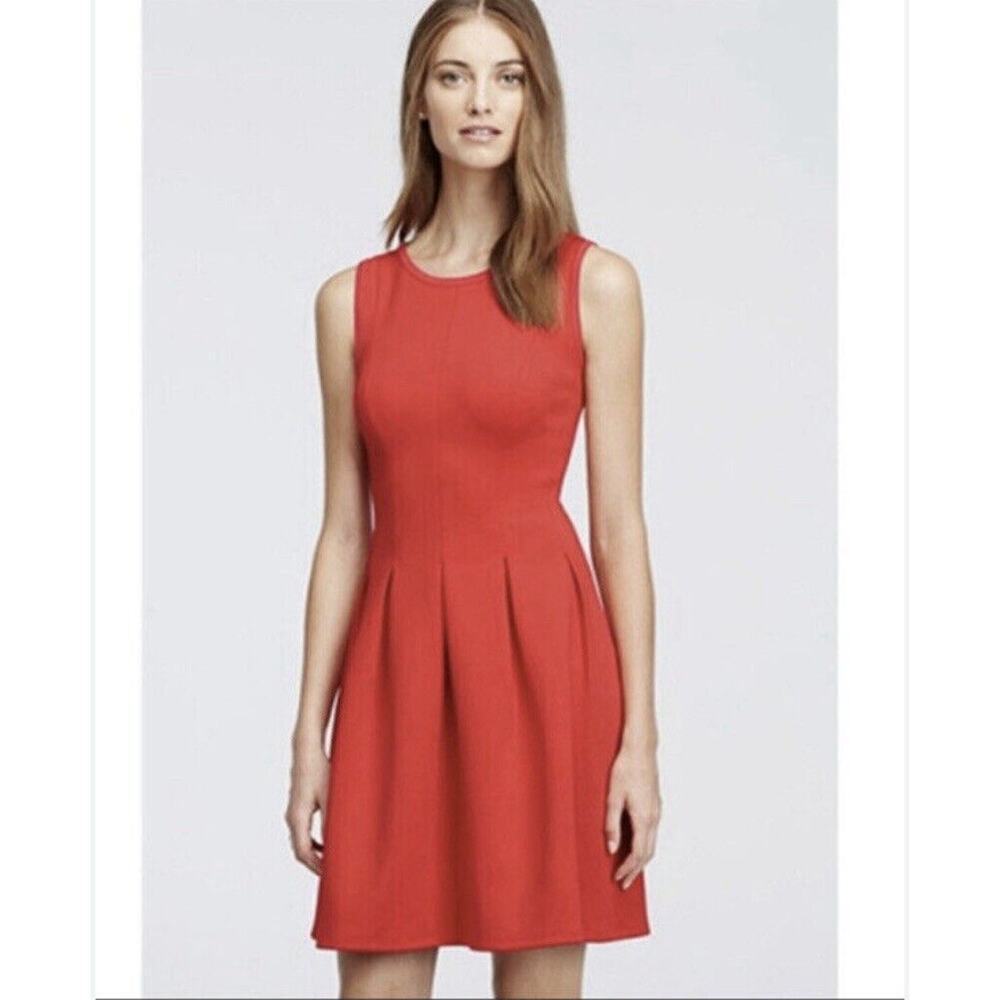 J. Crew Size 2 Red Fit & Flare Dress – Sleeveless Pleated Knee-Length